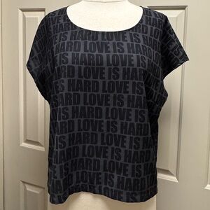 H&M Black Short Sleeve Graphic Tee - 'LOVE IS HARD' Print